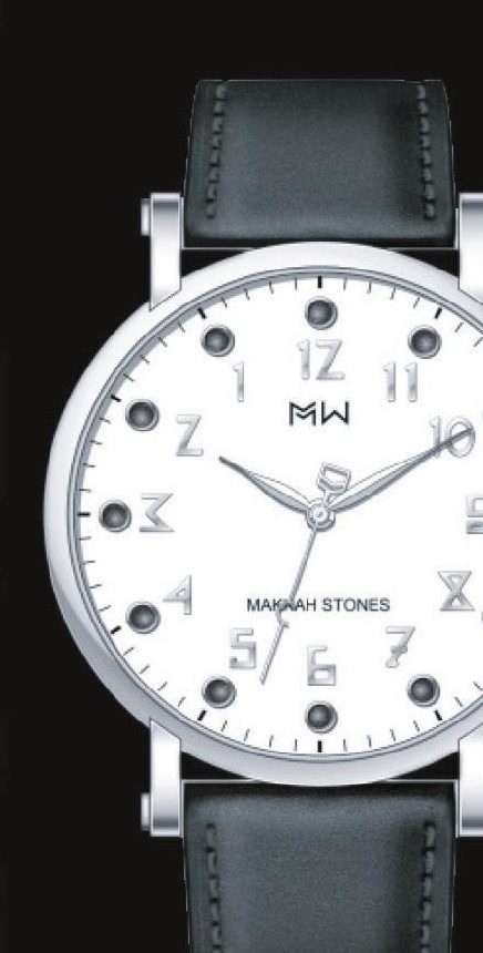 The Tawaf watch: white dial, black leather strap